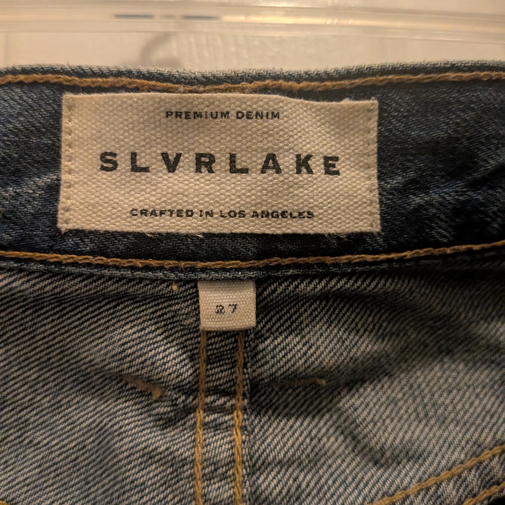 SLVRLAKE distressed, high rise, loose fit denim jeans size 27